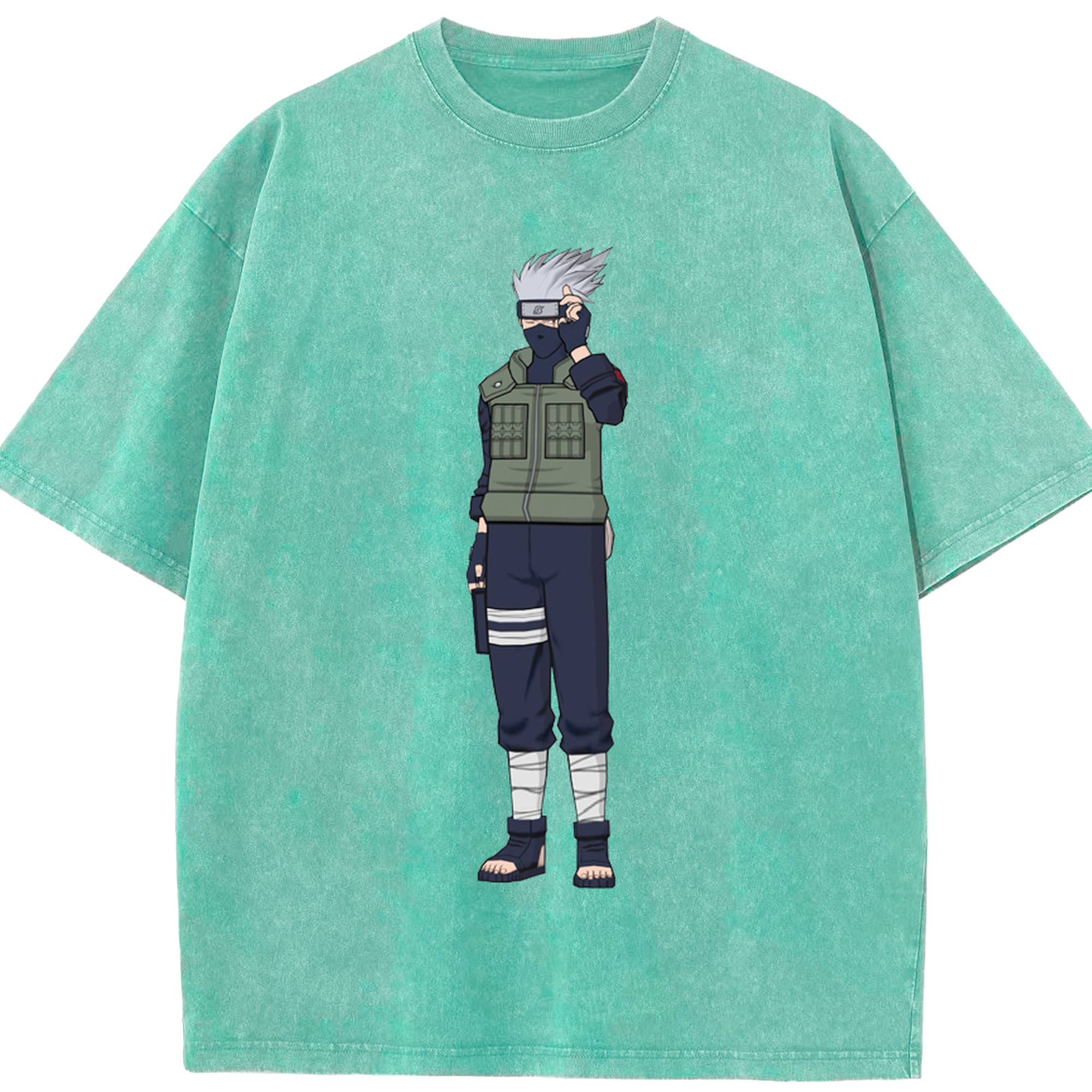 （画像用） NARUTO -ナルト- はたけ カカシ Hatake Kakashi 綿100% ヴィンテージ風 半袖Tシャツ（フロントプリント）